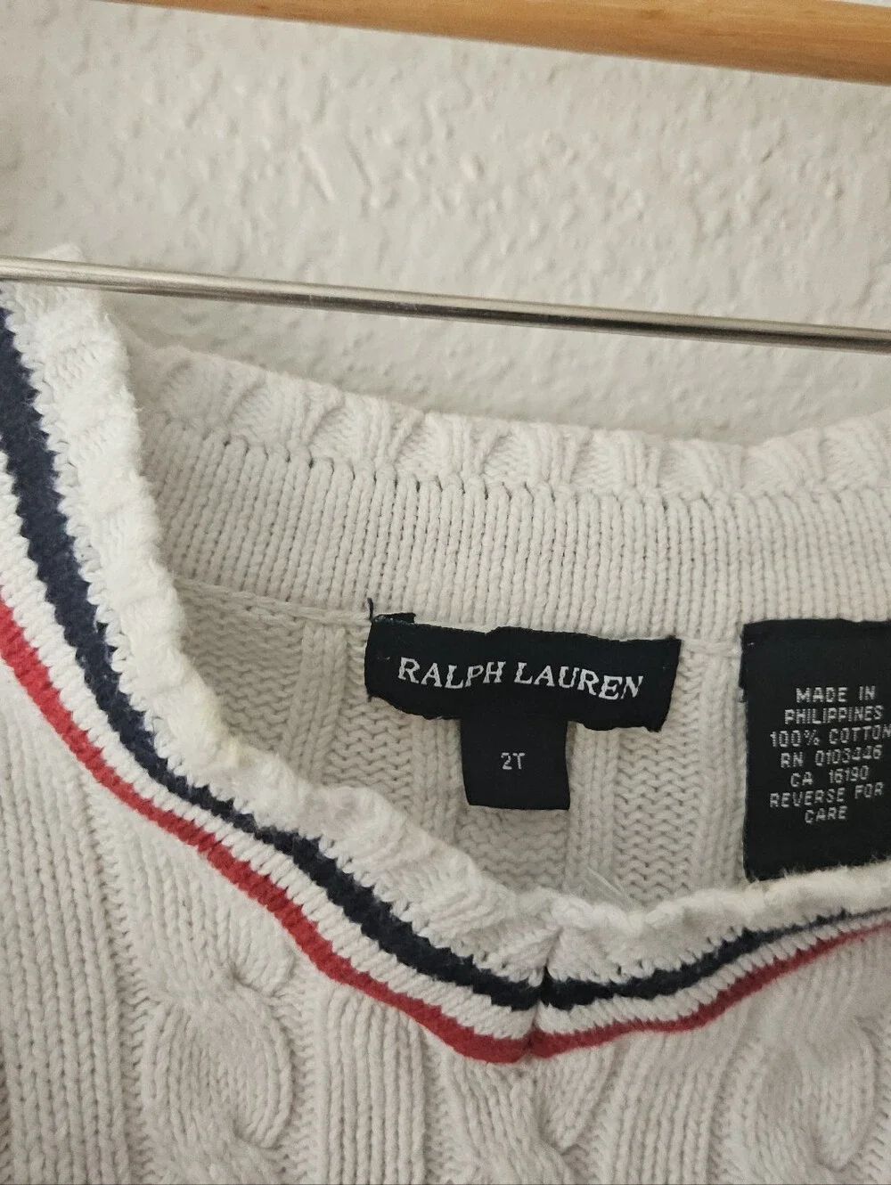 ralph lauren 100% cotton toddler v neck polo sweater, 2t